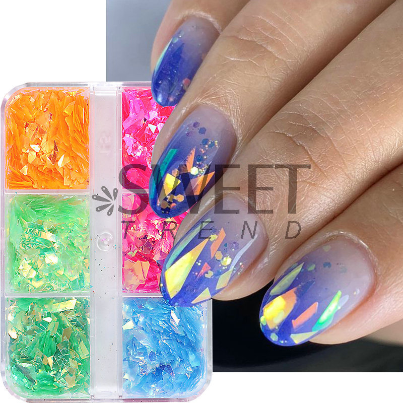 Cross border new nail art sequins wholesale boxed classic mixed color cellophane nail decoration flash nail nail