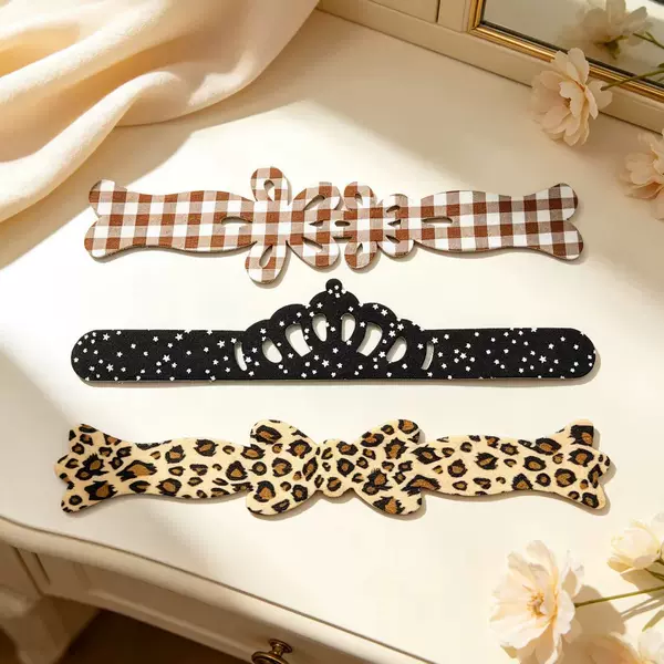 Korean-style leopard print bangs with bow, plaid, star, and crown designs – a magical side-swept hair accessory for washing your face and applying makeup – wholesale