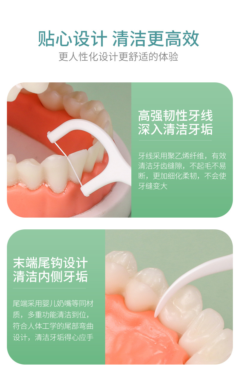 一次性塑料牙签牙线高拉力细滑牙线棒便携式牙线盒剔牙线50支盒装详情6