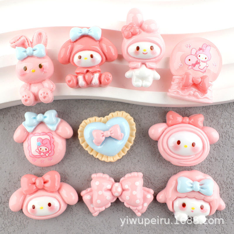 Sanrio melody cartoon resin accessories hole shoes buckle DIY accessories children BB clip hairpin handmade material Sanrio melody cartoon resin accessories hole shoes buckle DIY accessories children BB clip hairpin handmade material