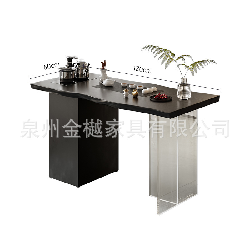 전체 티 테이블 120*60*75cm (흑금석 티 트레이 + 인덕션 쿠커 상감)