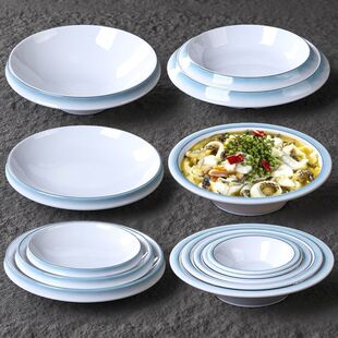 Round Melamine Round Commercial Tableware Creative Restaurant Hotel Hotel Plastic Plate Cold Dish Plate Imitation Porcelain Soup Plate