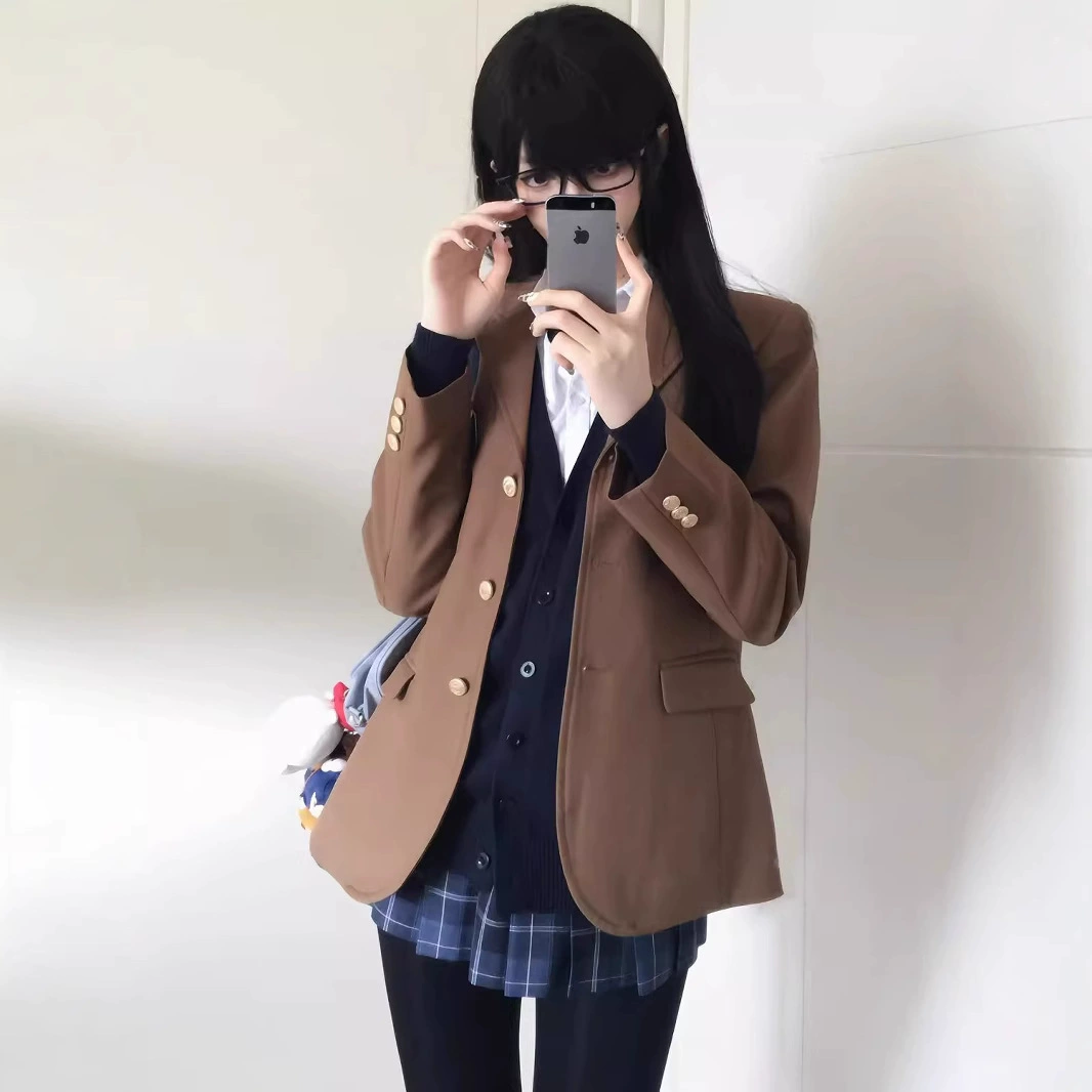 Genuine suit, multicoloured student pleated skirt, jacket