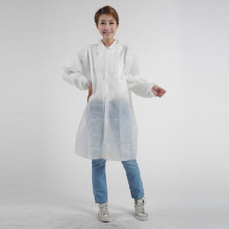 一次性白大褂工作服无纺布实验服加厚隔离服参观服餐饮药房洁净服