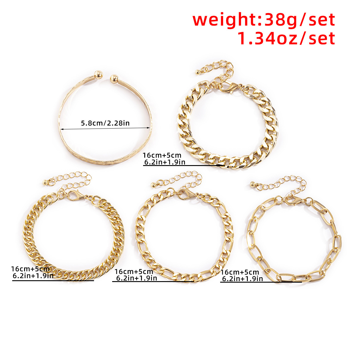 Simple Embossed Metal Bracelet Set display picture 11