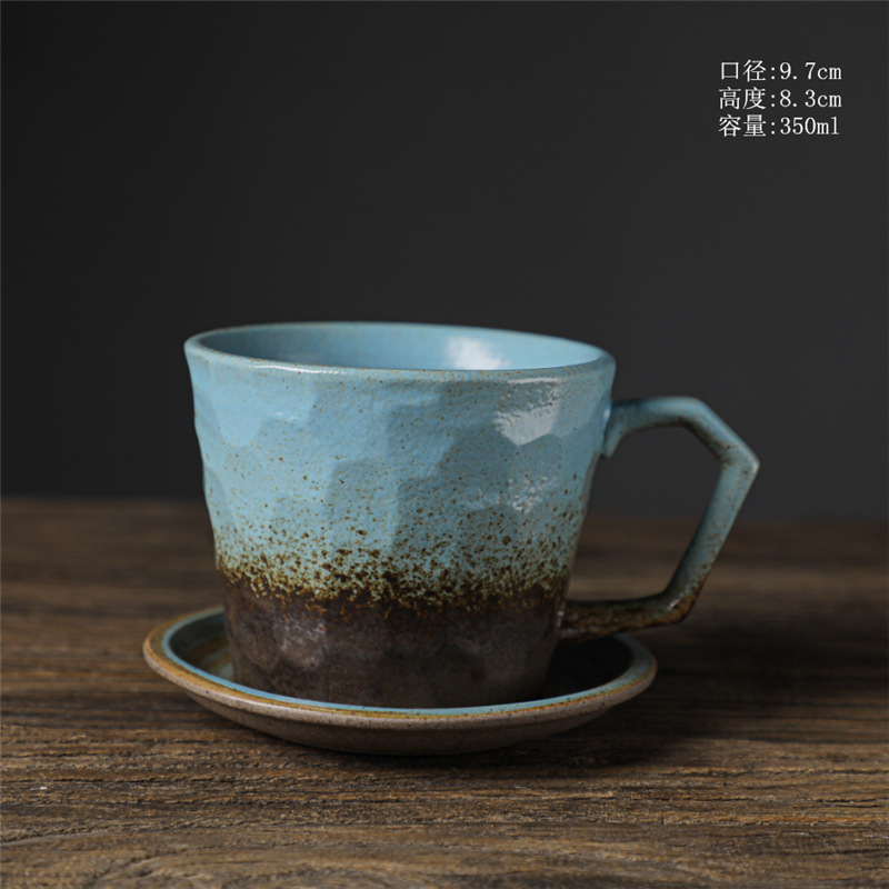 Estilo japonés vintage de cerámica taza de café y platillo traje creativo regalo taza de té de la tarde taza de café de gres