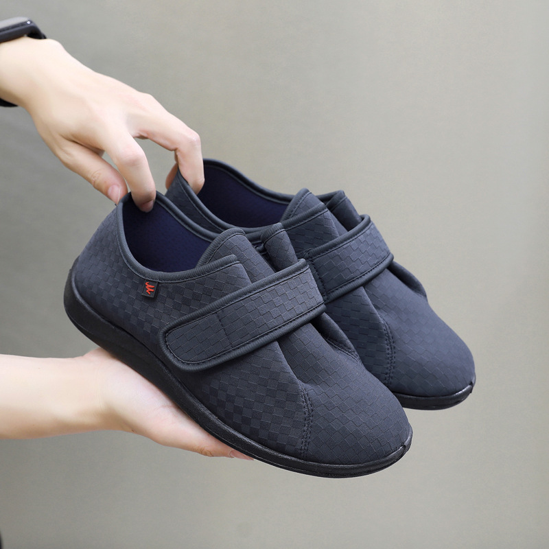 2024 New Style Magic Tape Shoes with Integrated Tongue That Can Be Expanded, Widened, and Made Thicker, Flat-Soled Non-Slip Low-Top Cloth Shoes