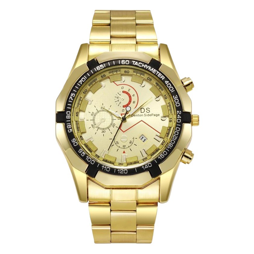 22 nuevo cinturón de acero calendario gran dial de los hombres dominantes tipo duro reloj de oro reloj de cuarzo automático tiktok popular