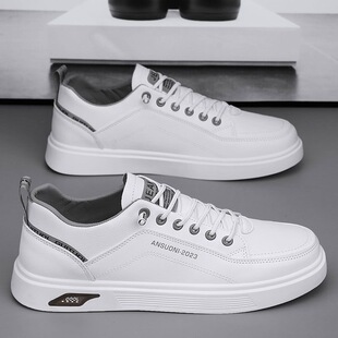 Men's Shoes Summer New Breathable Niche Breathable All-match White Shoes Men's Leather Waterproof Fashionable Slip-on Shoes