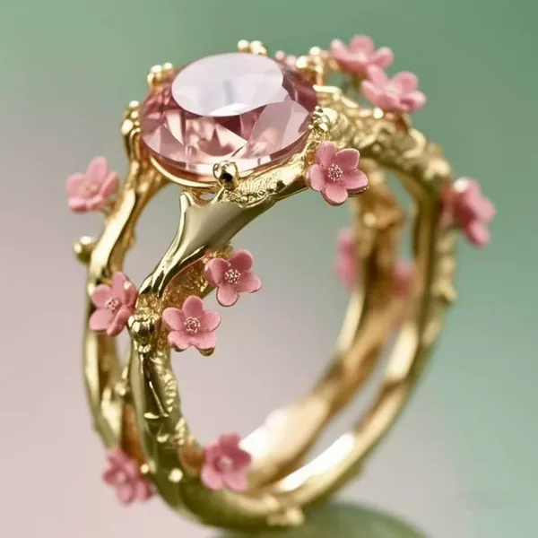 Hot-Selling Independent Site Fresh Pink Floral Fashion Personality Ins-Style Women's Ring Pink Ring
