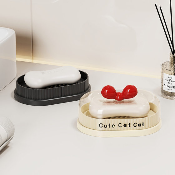 Bow Soap Box Drying Bathroom Household Creative Soap Box with Lid Bathroom Rack Storage Artifact