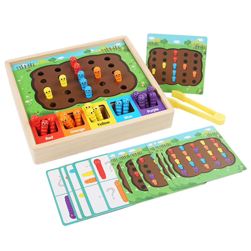 Weiweihu Clasificación de colores de madera Atrapa insectos Juego de entrenamiento de coordinación ojo-mano para niños transfronterizos Juguetes educativos multifuncionales