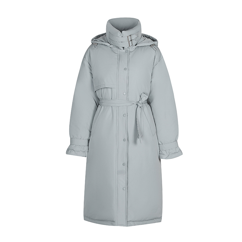 2024 ropa de invierno nuevo comercio exterior moda coreana larga cintura gruesa ropa de algodón de la universidad cinturón abrigo abrigo abrigo image 5
