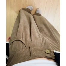 灯芯绒阔腿裤女秋冬2025新款加绒加厚韩系慵懒松弛感小个子直筒裤