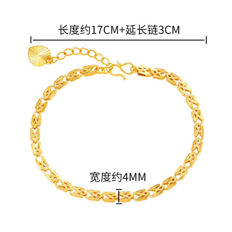 Pulsera chapada en oro con textura brillante – diseño retro y elegante al por mayor