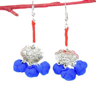 Ethnic style fabric earrings, Bohemian longevity lock earrings, earrings and jewelry wholesale