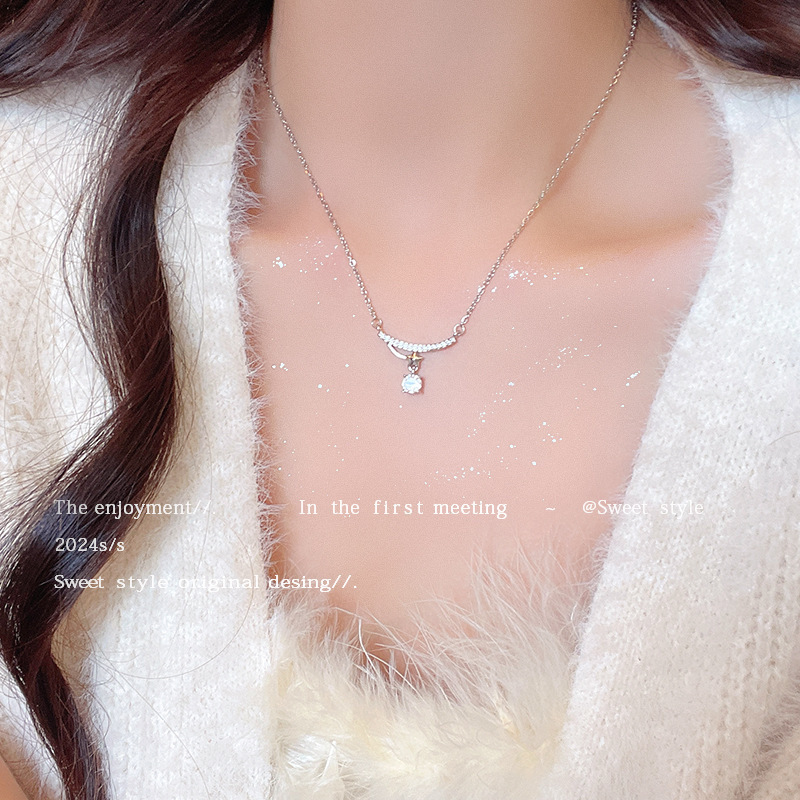 실버 스타 지르콘 티타늄 스틸 목걸이