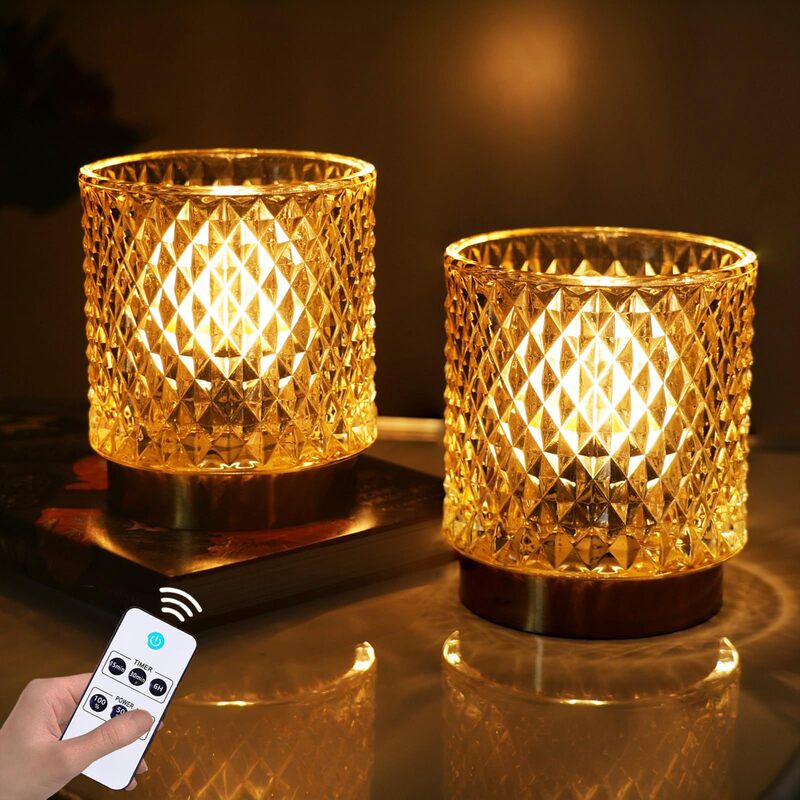 Foreign Trade Battery-Powered Table Lamp Cordless Table Lamp Corner Living Room with Led Bulb Decorative Bedside Lamp Glass Night Light
