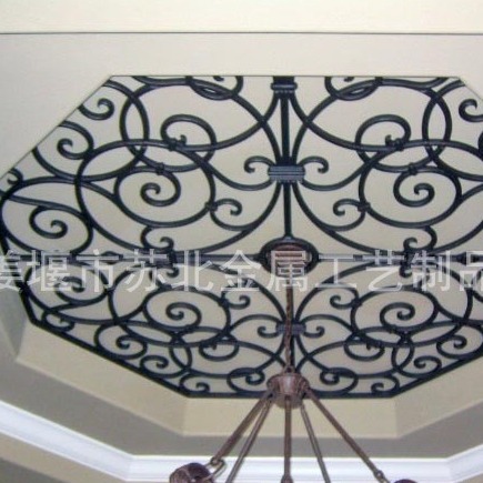 法式铁艺装饰吊顶 别墅装饰铁艺顶花 铁工艺锻造卷花欧式隔断金属