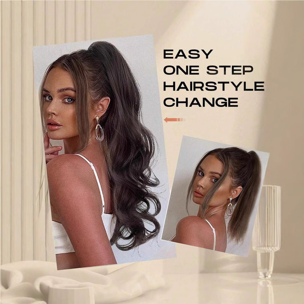 Peruca de cola de caballo, barra mágica de cabello, trenza de cola de caballo, simulación natural de ondas grandes, banda de fibra química, pelucina de cabello, trenza de cabello