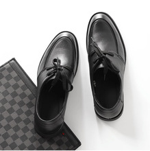 精致高端頭層牛皮鞋黑色商務休閑鞋系帶橡膠底防滑耐磨男士鞋子
