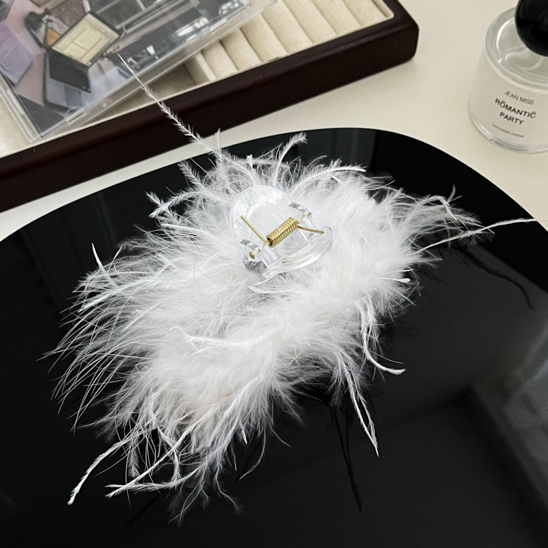 5 clip de agarre de plumas blancas 11cm @
