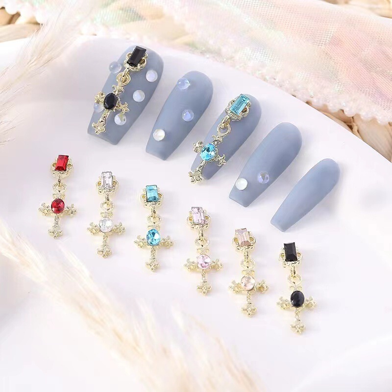 Cross-border New Cross Alloy Nail Jewelry Girl's All-match Jewelry Nail Decoration DIY Handmade Diamond Accessories Cross-border New Cross Alloy Nail Jewelry Girl's All-match Jewelry Nail Decoration DIY Handmade Diamond Accessories