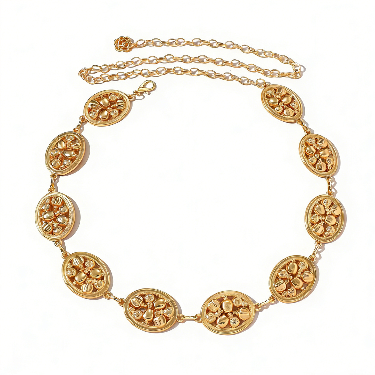 Cadena de cintura retro geométrica de metal para mujer boho_voghion.com