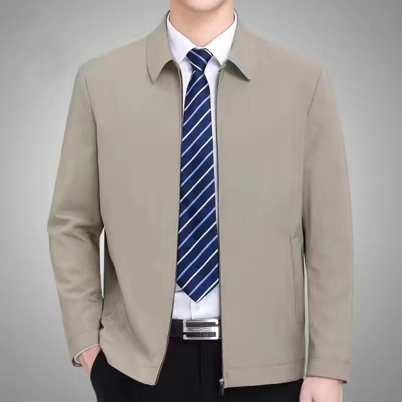 Foreign Trade Bargain Jacket Spring and Autumn 2023 New Model for Middle-Aged and Elderly Casual Turn-Down Collar Top Dad's Wear Durable for Construction Site
