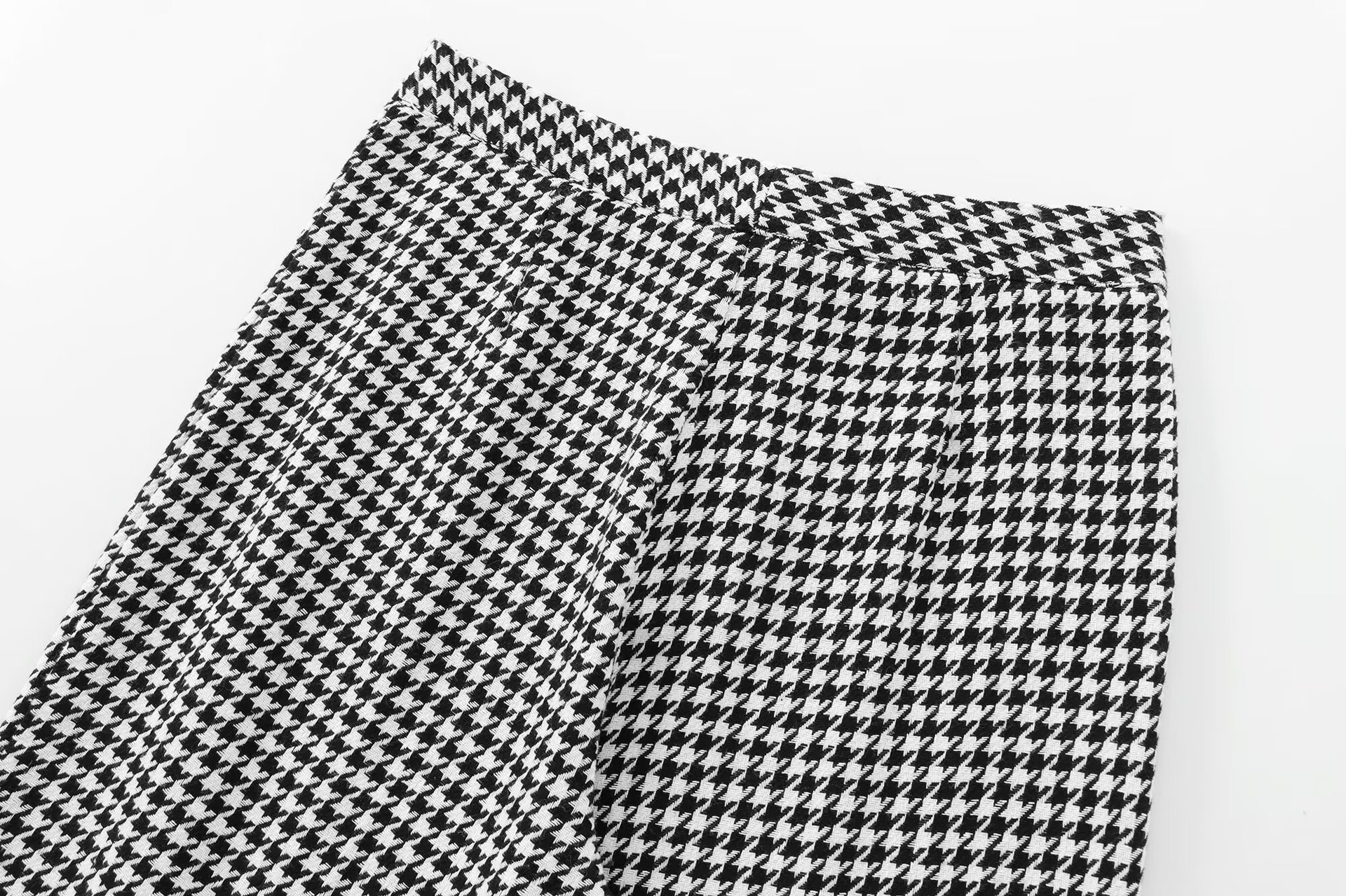 GraceChic 2025 Spring Autumn New Women's Fashion European And American Style French Houndstooth Short Casual Blazer Wide-Leg Pants_voghion.com