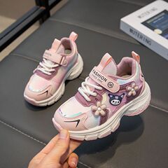 女童运动鞋库洛米皮面秋冬新款卡通软底防水跑步鞋儿童鞋老爹鞋