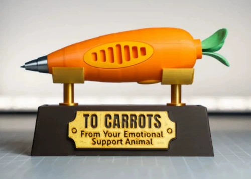3D printed black shelf + carrot pen (cannot record)