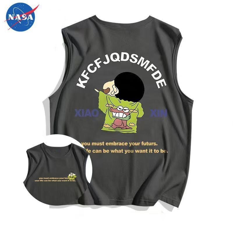 Nasa Crayon Shin-Chan Sleeveless Vest T-Shirt for Men and Women Ins Same Style Summer Loose and Versatile Casual Sports Top 12