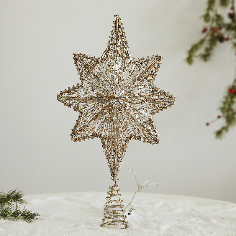 クリスマスハードベースツリートップスター装飾クロスボーダー特別供給立体五芒星鉄グリッター五つ星クリスマス用品|undefined