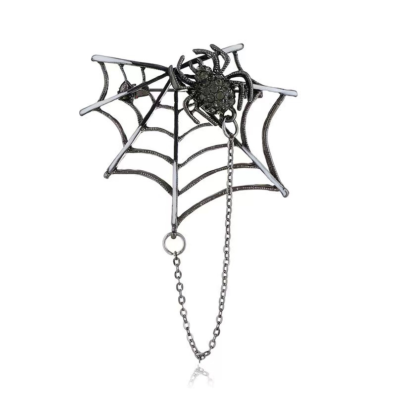 Spider Brosche Mit Kristallen Halloween Modisches Accessoire_voghion.com