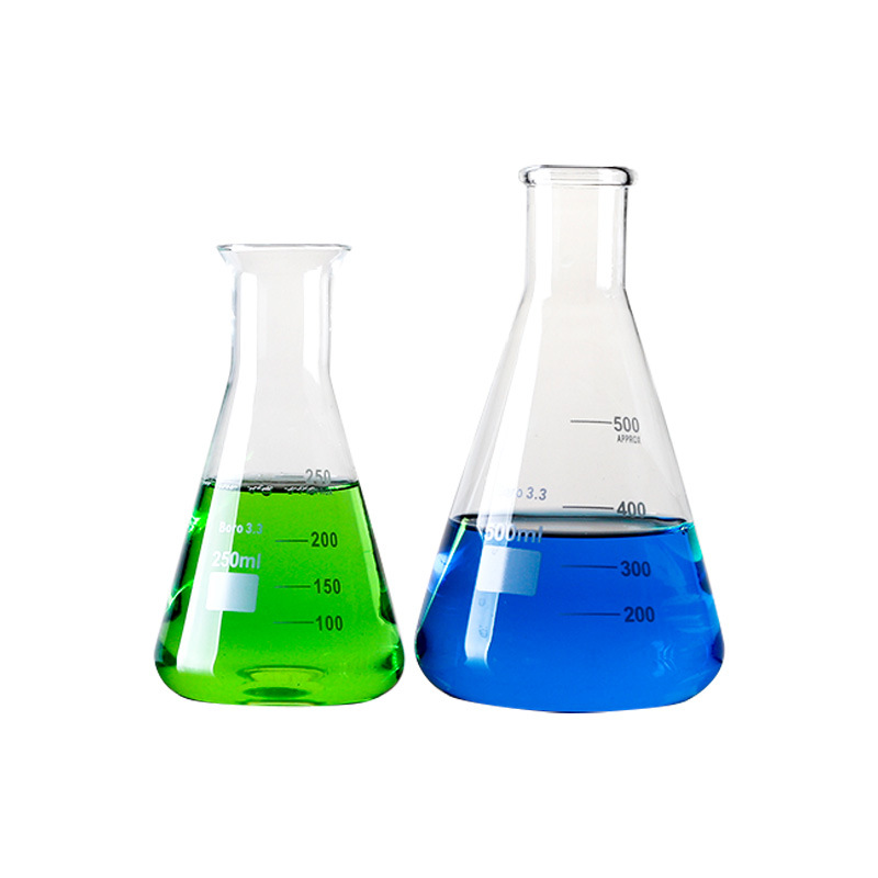 JIANG玻璃 alta borosilicona boca recta frasco cónico abierto frasco triangular frasco cónico de laboratorio frasco de vidrio frasco de fondo plano