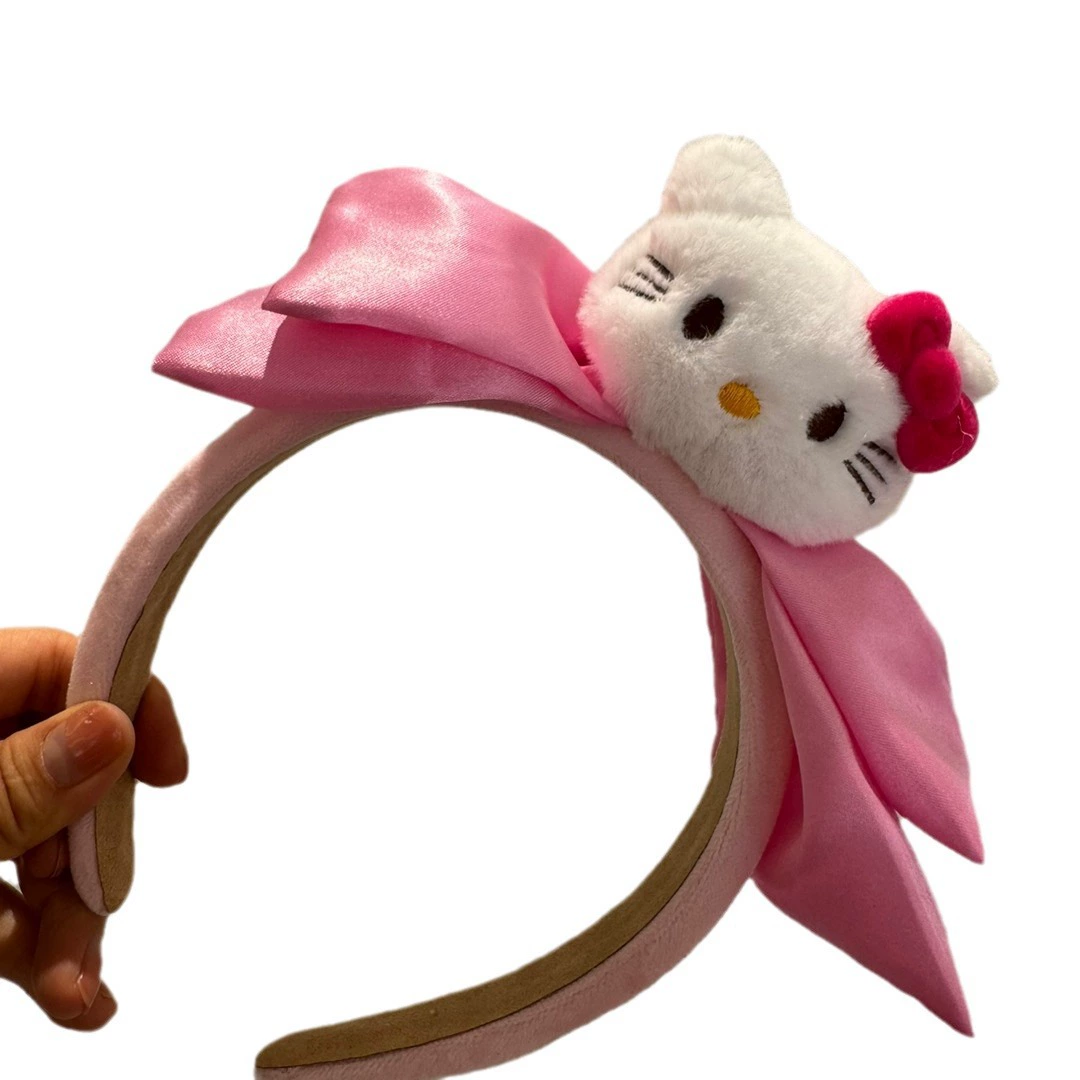 Hello Kitty, мультяшная миловидная повязка на голову с бантом, плюшевая кукла