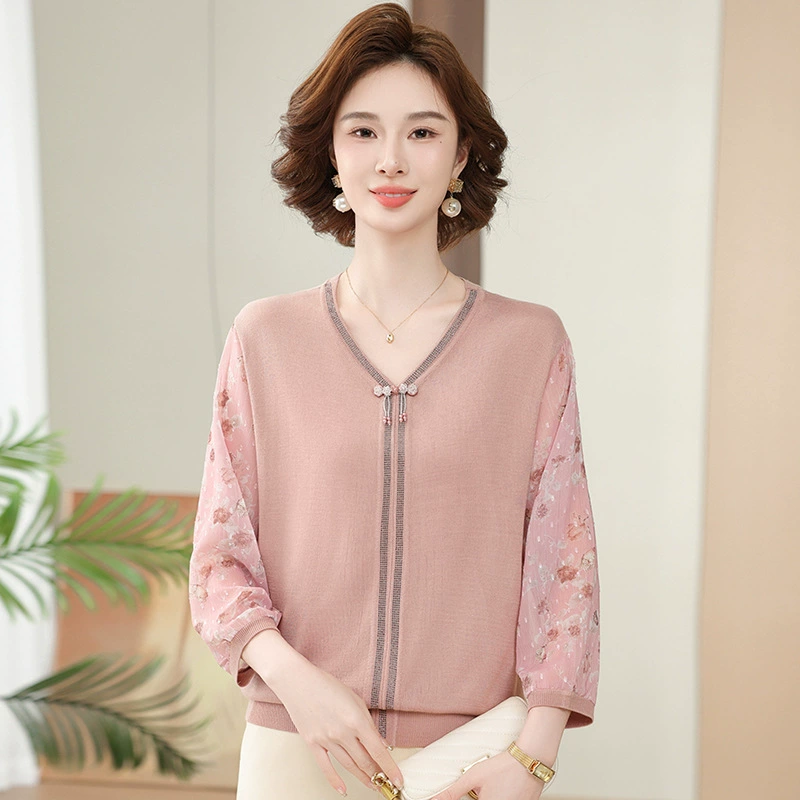 Темпераментная мама весенняя модная шелковая рубашка