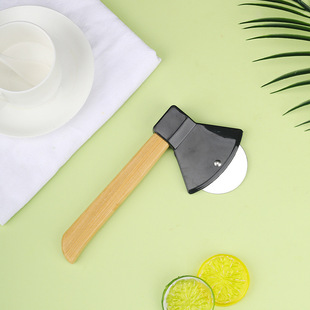 in stock Pizza Cutter Creative Axe Type Stainless Steel Single Wheel Pizza Cutter Baking Tool