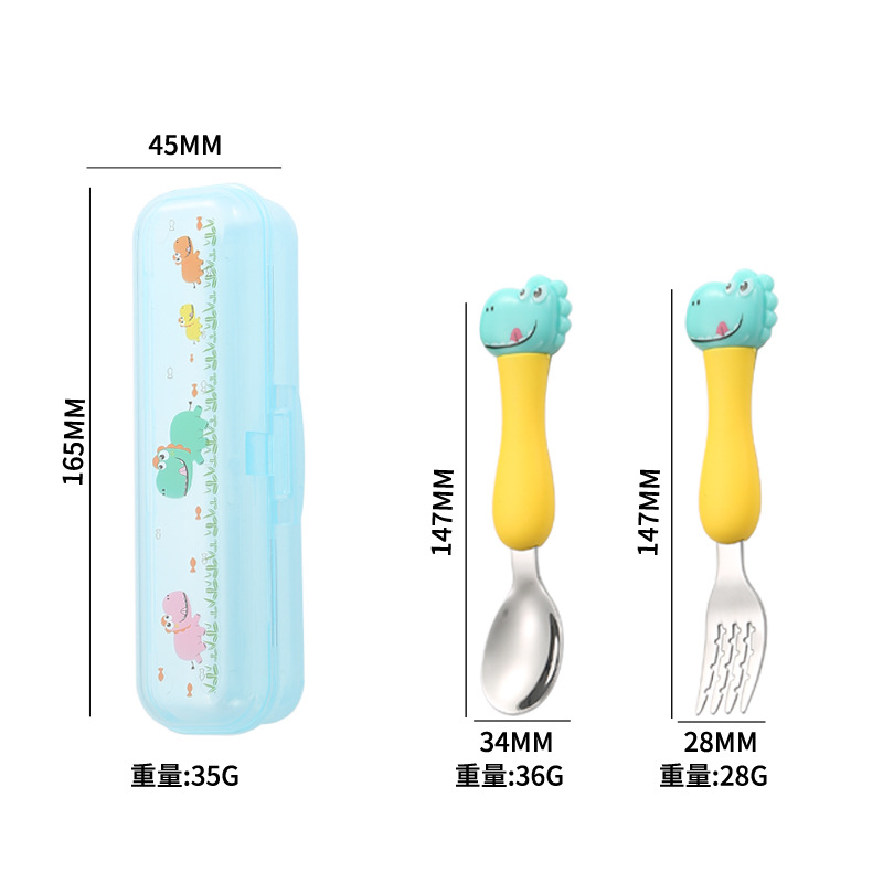 녹색 공룡 스푼과 포크 2종 세트