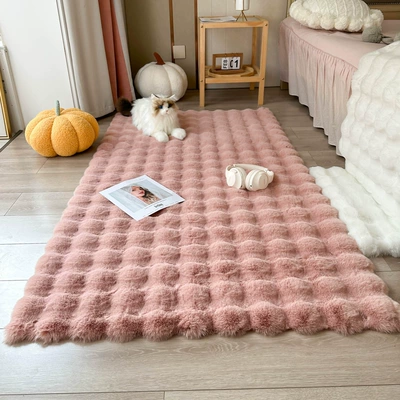 German Rabbit Plush Ins Style: Car Carpet - pink-puff-velvet-thickened-encrypted-warm-and-heated-in-autumn-and-winter-5080cm