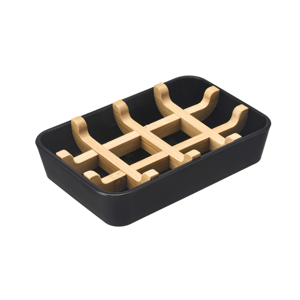 Jabonera con Drenaje para Baño Plástico PP y Bambú Biodegradable, Con Drenaje para Baño Doméstico image 5