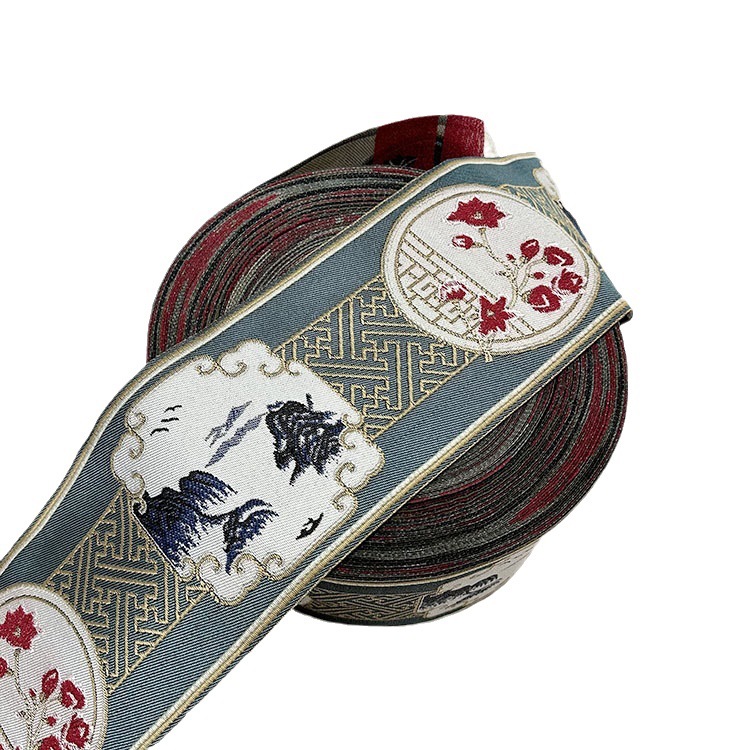 Factory direct 12cm mahogany furniture cushion pillow stitching jacquard ribbon table flag bedding decorative lace