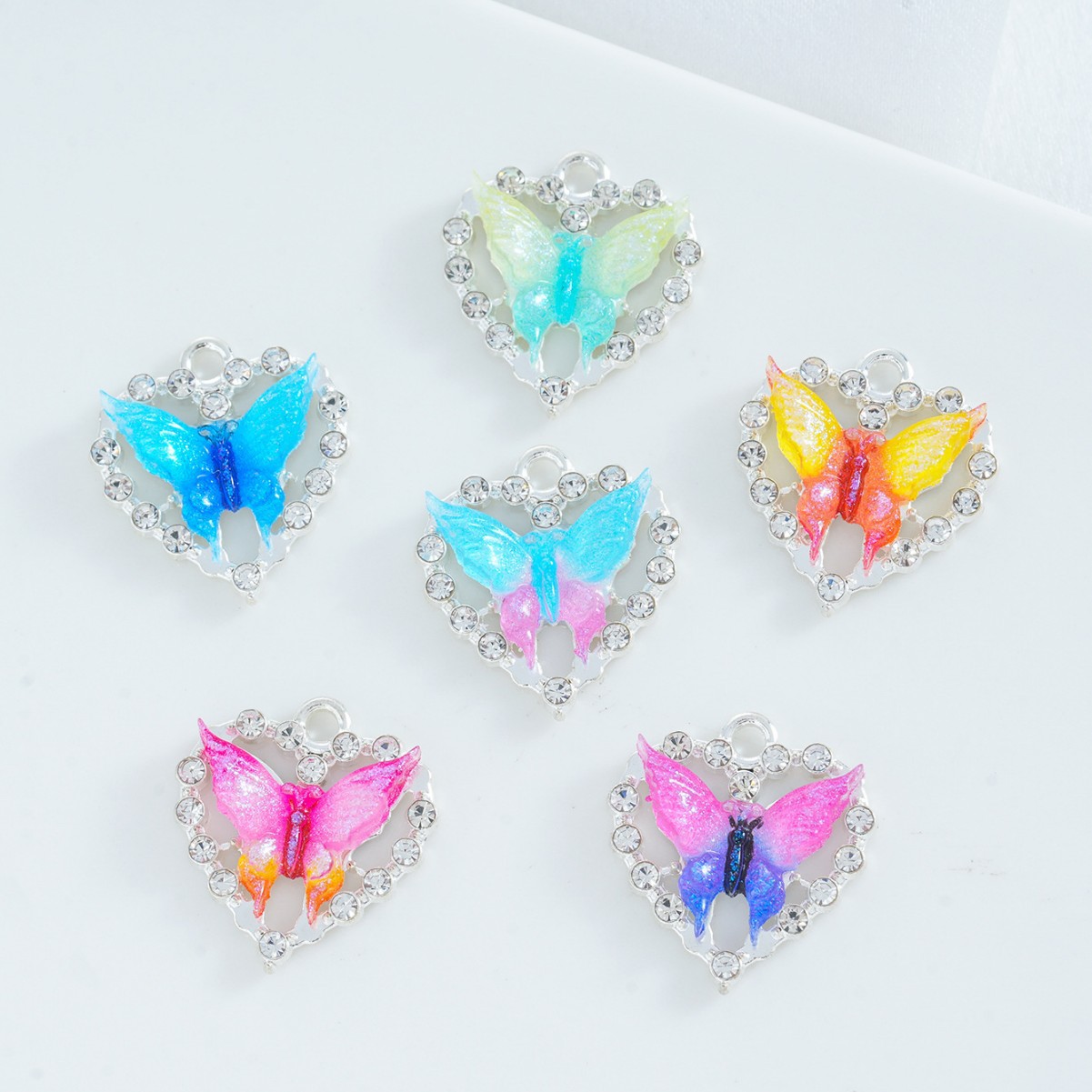 New sweet series DIY jewelry accessories butterfly crystal alloy accessories necklace bracelet material wholesale in stock