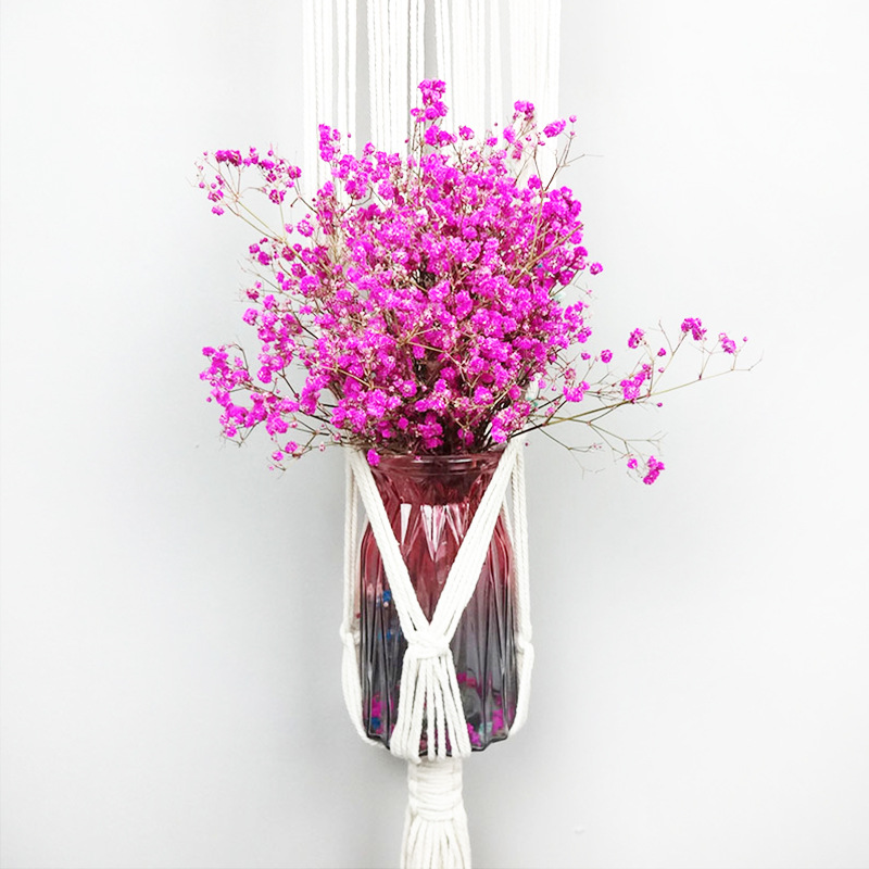 跨境供應花盆網(wǎng)兜 園藝綠植創(chuàng)意款棉繩花盆吊籃兜 掛壁式盆栽吊籃