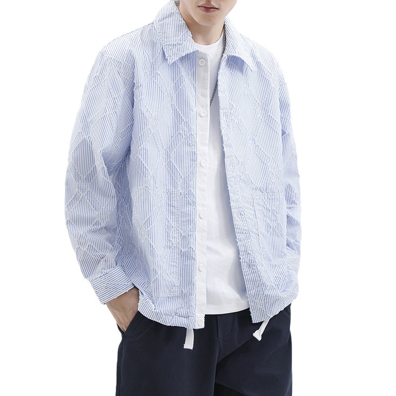 Youth men's fresh and trendy Japanese brand high-end diamond patterned plaid long sleeved shirt casual American niche loose fitting shirt_voghion.com