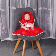 126-夏季輕薄雪紡公主裙寶寶滿月裙西班牙風baby連衣裙嬰兒紅色裙
