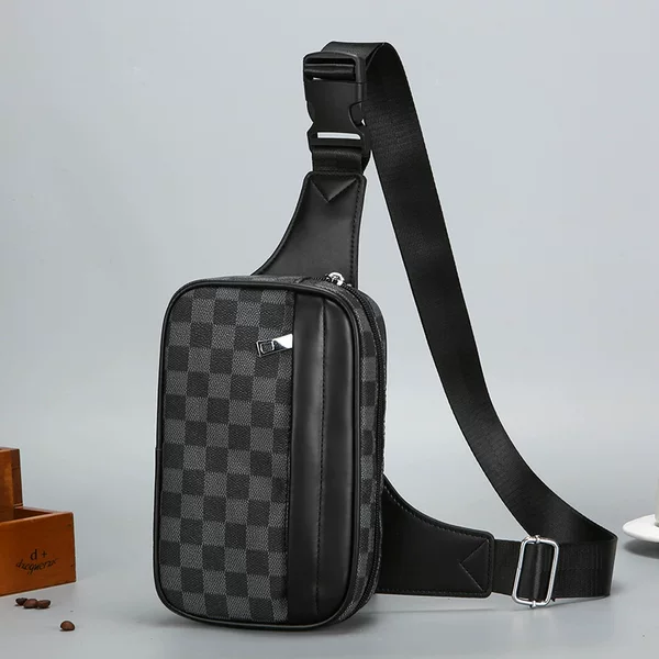 Cross-Border New Plaid Men's Chest Bag Casual Versatile Large-Capacity Shoulder Crossbody Bag Small Square Bag Mobile Phone Bag