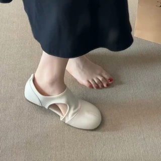 羊皮版~法式小众氛围感时髦单仙女深口镂空平底温柔显瘦玛丽珍鞋