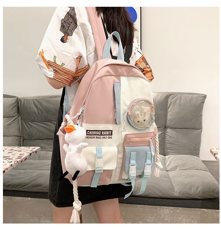 Koreanisches Spleißen Einfarbiger Rucksack Mit Großer Kapazität Nihaojewelry display picture 1